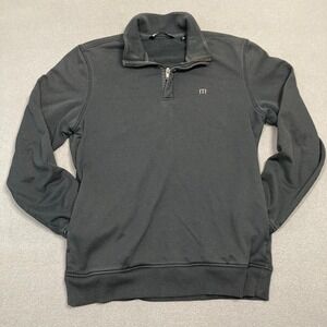 Travis Mathew 1/4 Zip Sweater Men's Medium Black Pullover Hand Pockets Golf
